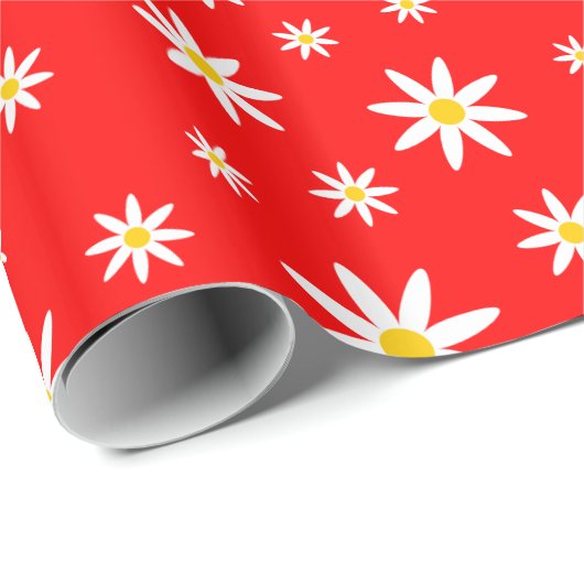 Red Daisy Wrapping Paper Geschenkpapier (Rolleneckpunkt)