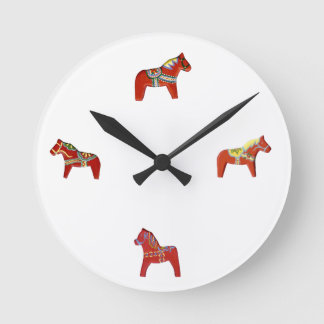 Red Dala Hora Wall Clock Runde Wanduhr