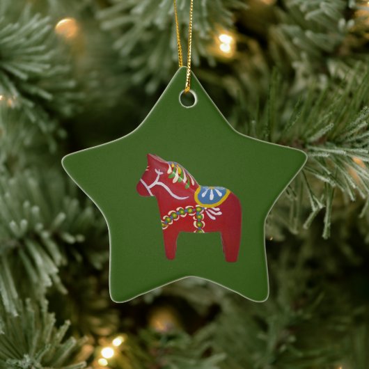 Red Dala Horse # 2 Sterne Ornament (Baum)