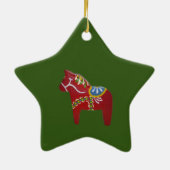 Red Dala Horse # 2 Sterne Ornament (Hinten)