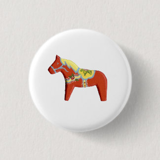 Red Dala Horse # 8 Button