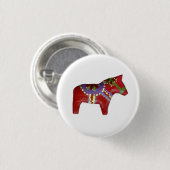 Red Dala Horse Design # 4 Button/Taste Button (Vorne & Hinten)