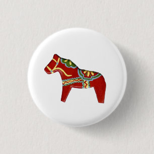 Red Dala Horse Design #5 Button/Schaltfläche Button