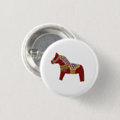 Red Dala Horse Design # 6 Button (Vorne & Hinten)