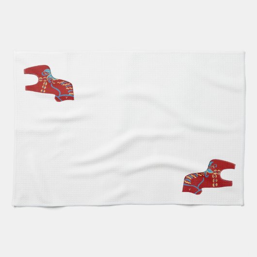 Red Dala Horse Geschirrtuch (Horizontal)