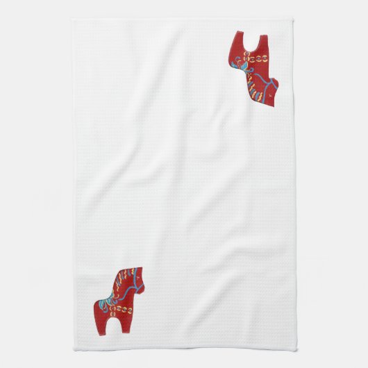 Red Dala Horse Geschirrtuch (Vertikal)