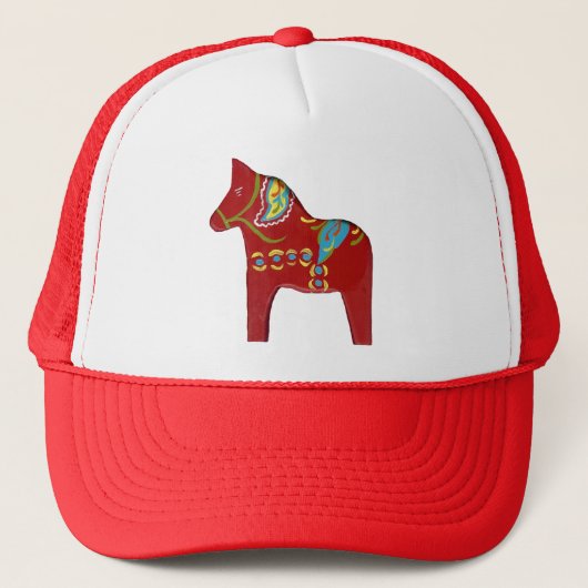 Red Dala Horse Hat Truckerkappe (Vorderseite)