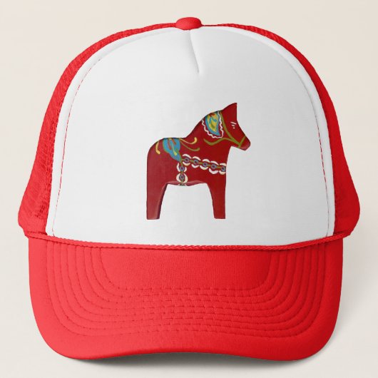Red Dala Horse Hat Truckerkappe (Vorderseite)