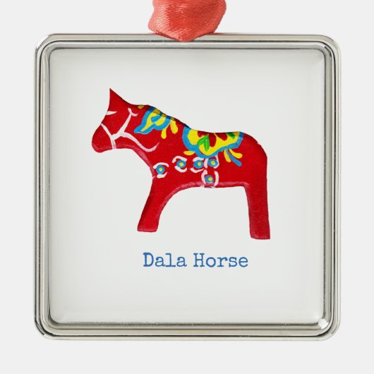 Red Dala Horse Ornament Aus Metall (Vorne)