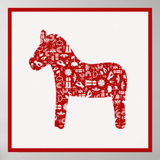 Red Dala Horse Poster