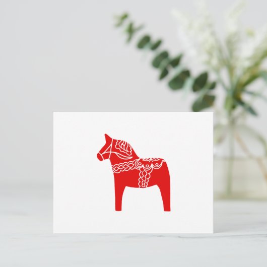 Red Dala Horse Postkarte (Stehend Vorderseite)