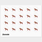Red Dala Horse Runder Aufkleber (Blatt)