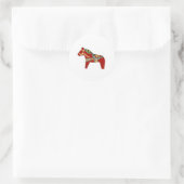 Red Dala Horse Runder Aufkleber (Tasche)