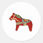 Red Dala Horse Runder Aufkleber (Vorderseite)