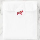 Red Dala Horse Runder Aufkleber (Tasche)