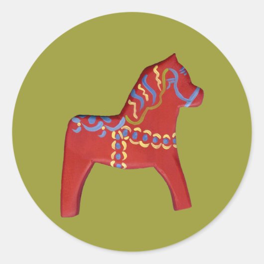 Red Dala Horse Sticker (Vorderseite)
