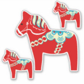 Red Dala Horse Stickers Aufkleber (Vorderseite)