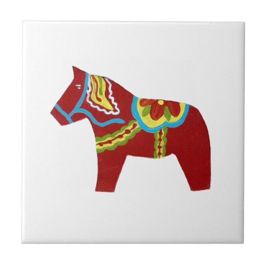Red Dala Horse Tile Fliese (Vorderseite)