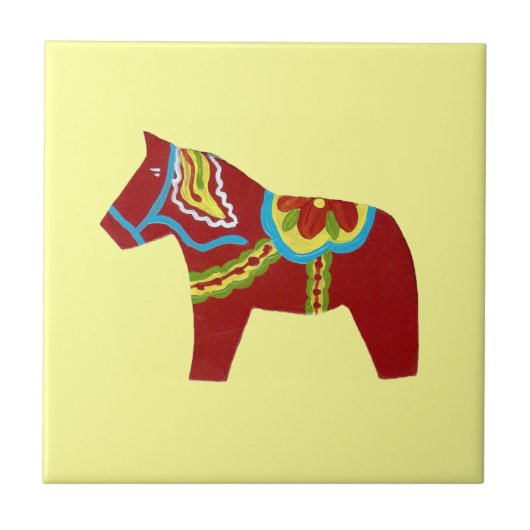 Red Dala Horse Tile Fliese (Vorderseite)