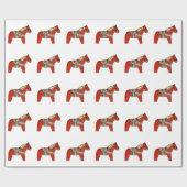 Red Dala Horse Wrapping Paper Geschenkpapier (Flach)