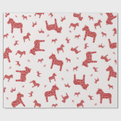 Red Dala Horse Wrapping Paper Geschenkpapier (Flach)