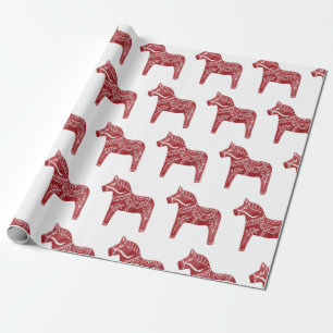 Red Dala Horse Wrapping Paper Geschenkpapier