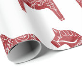 Red Dala Horse Wrapping Paper Geschenkpapier (Rolleneckpunkt)