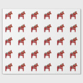 Red Dala Horse Wrapping Paper Geschenkpapier (Flach)