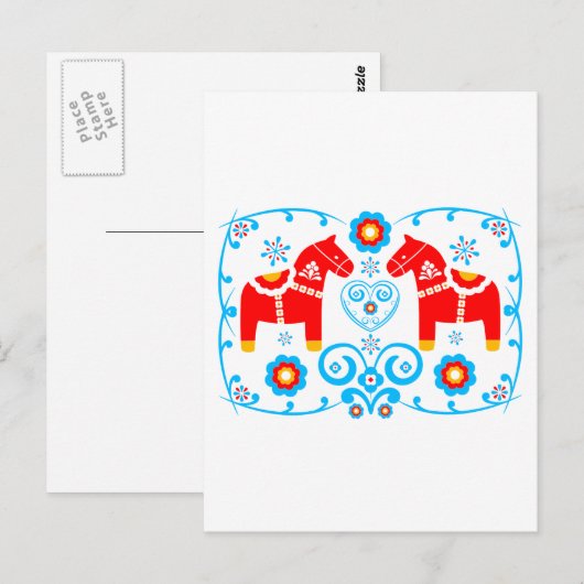 Red Dala Horses Postkarte (Vorne/Hinten)