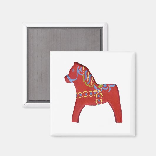 Red Dala Pferd # 1 Magnet (Vorderseite/Rückseite)