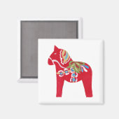 Red Dala Pferd Magnet (Vorderseite/Rückseite)