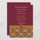 Red Damask 16 . Geburtstag Party Einladungen (Vorne/Hinten)