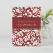 Red Damask 70. Geburtstagsparty Einladungen (Stehend Vorderseite)