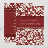 Red Damask 70. Geburtstagsparty Einladungen (Vorne/Hinten)