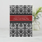 Red Damask 80. Geburtstagsparty Einladungen (Stehend Vorderseite)