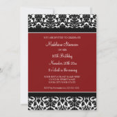 Red Damask 80. Geburtstagsparty Einladungen (Rückseite)