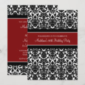 Red Damask 80. Geburtstagsparty Einladungen (Vorne/Hinten)