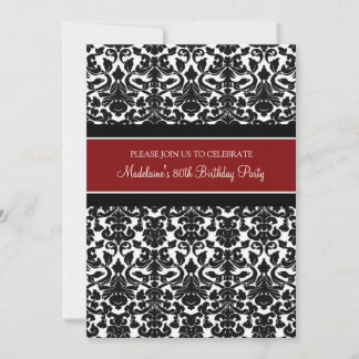 Red Damask 80. Geburtstagsparty Einladungen