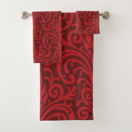 Red Damask Badhandtuch Set