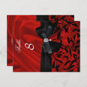 Red Damask Black Tischnummer Sitzplatz Platzkarte (Vorne/Hinten)