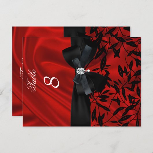 Red Damask Black Tischnummer Sitzplatz Platzkarte (Vorne/Hinten)