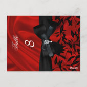 Red Damask Black Tischnummer Sitzplatz Platzkarte (Rückseite)