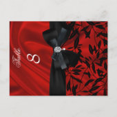 Red Damask Black Tischnummer Sitzplatz Platzkarte (Vorderseite)