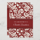 Red Damask Bridal Luncheon Einladungskarten (Vorne/Hinten)