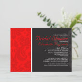 Red Damask Bridal Shower Einladungen (Stehend Vorderseite)