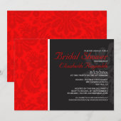 Red Damask Bridal Shower Einladungen (Vorne/Hinten)