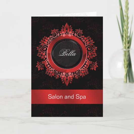 Red Damask Business Danke Cards (Vorderseite)
