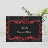Red Damask Business Danke Cards (Stehend Vorderseite)