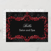Red Damask Business Danke Cards (Vorne/Hinten)