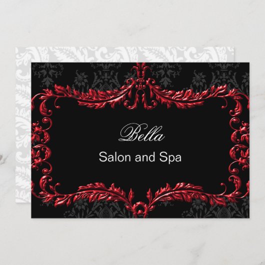 Red Damask Business Danke Cards (Vorne/Hinten)